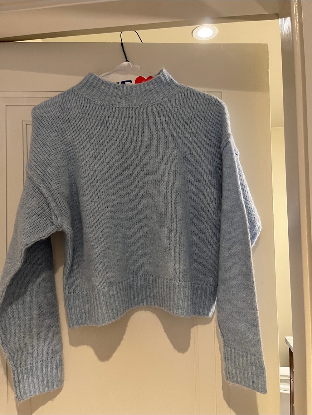 Jessica Simpson Light Blue Mock Neck Cropped Sweater -S